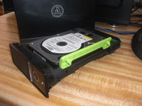 Photo of the Azio Tray with Hard Drive Installed