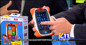 Andy Taylor of TechtalkRadio and Mark Stine from the KMSB Fox 11 Segment featuring the Nabi Jr Nick Jr Edition Tablet for Children